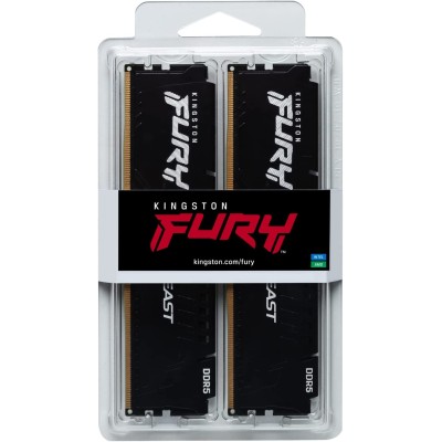 Пам'ять ПК Kingston DDR5 16GB KIT (8GBx2) 5600 FURY Beast (KF556C40BBK2-16)