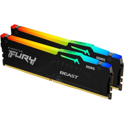 Пам'ять ПК Kingston DDR5 64GB KIT (32GBx2) 5600 FURY Beast RGB XMP (KF556C40BBAK2-64)