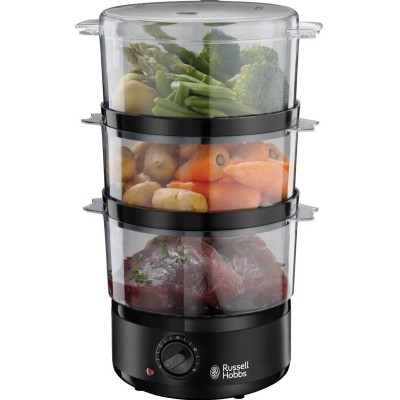 Пароварка Russell Hobbs Kitchen Collection 400Вт, чаша-2.3/3.3л, резервуар для води -0.5л, механічне керування, 3 яруси, пластик Пароварка Russell Hobbs Kitchen Collection 400Вт, чаша-2.3/3.3л, резервуар для води -0.5л, механічне керування, 3 яруси, пластик