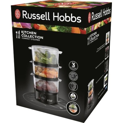Пароварка Russell Hobbs Kitchen Collection 400Вт, чаша-2.3/3.3л, резервуар для води -0.5л, механічне керування, 3 яруси, пластик Пароварка Russell Hobbs Kitchen Collection 400Вт, чаша-2.3/3.3л, резервуар для води -0.5л, механічне керування, 3 яруси, пластик
