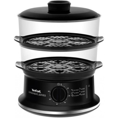 Пароварка Tefal Convenient, 900Вт, чаша-2.9/3.1л, резервуар для води -1.5л, механічне керув., пластик, чорний (VC140131) Пароварка Tefal Convenient, 900Вт, чаша-2.9/3.1л, резервуар для води -1.5л, механічне керув., пластик, чорний (VC140131)
