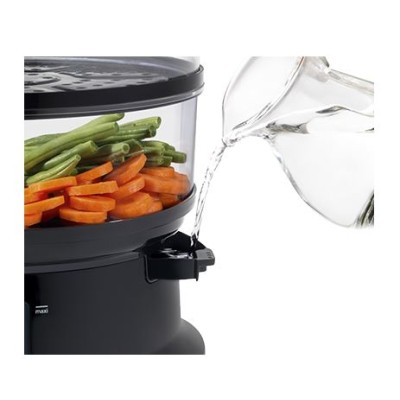 Пароварка Tefal Convenient, 900Вт, чаша-2.9/3.1л, резервуар для води -1.5л, механічне керув., пластик, чорний (VC140131) Пароварка Tefal Convenient, 900Вт, чаша-2.9/3.1л, резервуар для води -1.5л, механічне керув., пластик, чорний (VC140131)
