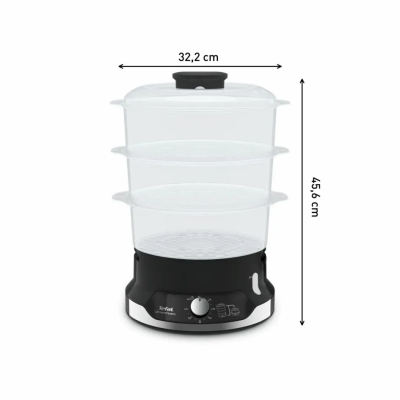Пароварка Tefal Ultracompact, 800Вт, об'єм-9л, резервуар для води -1л, механічне керув., пластик, чорний (VC204810) Пароварка Tefal Ultracompact, 800Вт, об'єм-9л, резервуар для води -1л, механічне керув., пластик, чорний (VC204810)