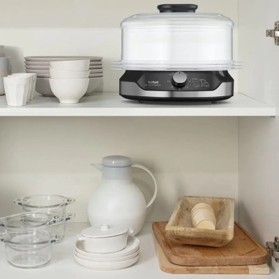 Пароварка Tefal Ultracompact, 800Вт, об'єм-9л, резервуар для води -1л, механічне керув., пластик, чорний (VC204810) Пароварка Tefal Ultracompact, 800Вт, об'єм-9л, резервуар для води -1л, механічне керув., пластик, чорний (VC204810)