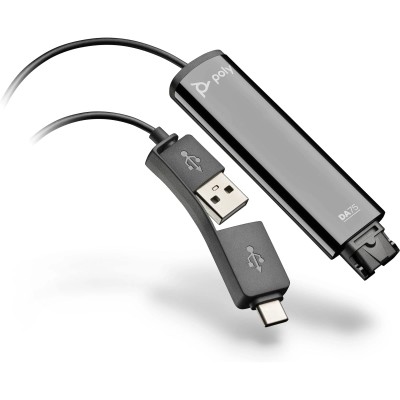 Перехідник Poly DA75 USB > QD для гарнітур EncorePro, USB-A, USB-C, чорний (786C6AA) Перехідник Poly DA75 USB > QD для гарнітур EncorePro, USB-A, USB-C, чорний (786C6AA)