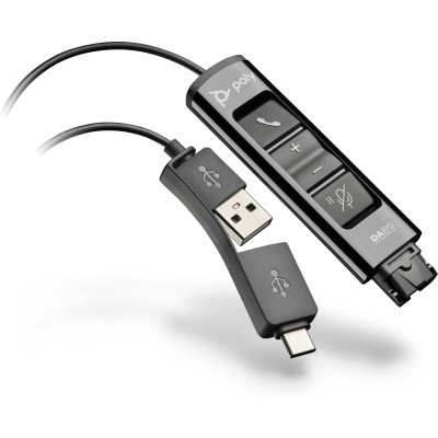 Перехідник Poly DA85 USB > QD з вбудованим пультом керування для гарнітур EncorePro, USB-A, USB-C, чорний (786C7AA) Перехідник Poly DA85 USB > QD з вбудованим пультом керування для гарнітур EncorePro, USB-A, USB-C, чорний (786C7AA)