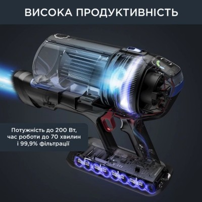 Пилосос Rowenta безпровідний Xforce Flex 14.60 Aqua, 200Вт, вологе прибирання, конт пил -0.9л, автон. робота до 70хв, НЕРА, чорн Пилосос Rowenta безпровідний Xforce Flex 14.60 Aqua, 200Вт, вологе прибирання, конт пил -0.9л, автон. робота до 70хв, НЕРА, чорн