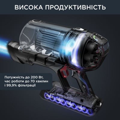 Пилосос Rowenta безпровідний X-Force Flex 14.60 Auto Animal, 48Вт, конт пил -0.9л, автон. робота до 70хв, НЕРА, чорно-сірий (RH9
