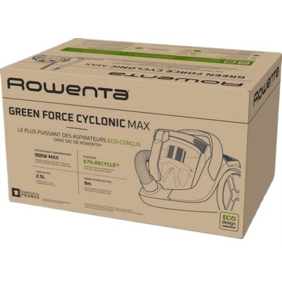 Пилосос Rowenta контейнерний Green Force Cyclnic Max, 900Вт, конт пил -2.6л, НЕРА, чорний (RO7B13EA)