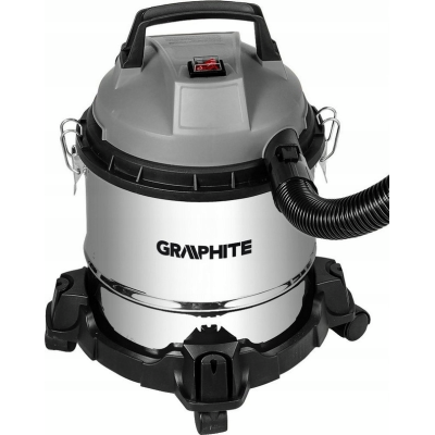 Пилосос професійний GRAPHITE, 800Вт, 12кПа, контейнер 12л, розетка 220В/800В, колеса (59G613)