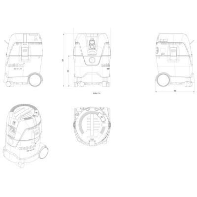 Пилосос професійний Metabo ASA 25 L PC, 1250Вт, 210мБар, бак 25л, 6.9кг (602014000) Пилосос професійний Metabo ASA 25 L PC, 1250Вт, 210мБар, бак 25л, 6.9кг (602014000)
