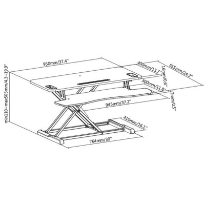 Підставка для монітора DIGITUS Ergonomic Workspace Riser, до 15кг, чорна (DA-90380-1) Підставка для монітора DIGITUS Ergonomic Workspace Riser, до 15кг, чорна (DA-90380-1)