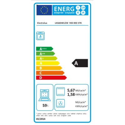 Плита Electrolux газова, 59л, 60x60см, білий (LKG604012W) Плита Electrolux газова, 59л, 60x60см, білий (LKG604012W)