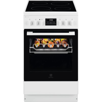 Плита Electrolux електрична склокерамічна, 57л, 50x60см, дисплей, конвекція, мангальна підставка, білий (LKR540267W) Плита Electrolux електрична склокерамічна, 57л, 50x60см, дисплей, конвекція, мангальна підставка, білий (LKR540267W)