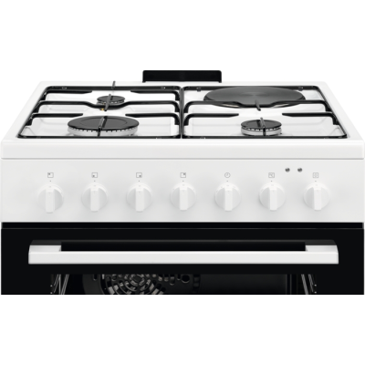 Плита Electrolux комбінована 3 газ + 1 електро, 57л, 60x60см, конвекція, білий (LKM624022W)