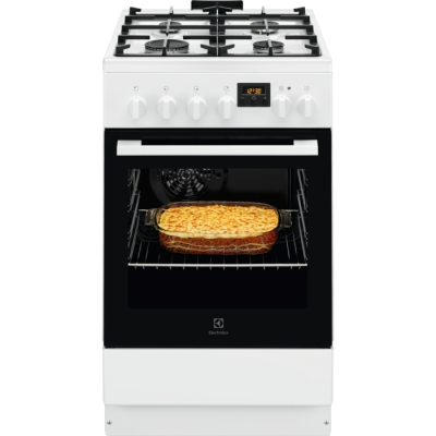 Плита Electrolux комбінована, 57л, 50x60см, дисплей, конвекція, чавун, білий (LKK520211W)