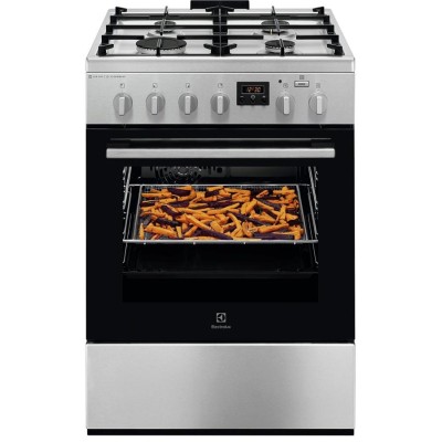 Плита Electrolux комбінована, 58л, 60x60см, дисплей, конвекція, чавун, пара, нерж (LKK660220X)