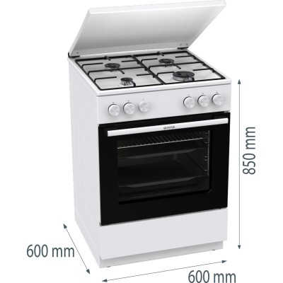 Плита Gorenje газова, 72л, 60x60см, емальовані, з кришкою, білий (GG6A11WJ) Плита Gorenje газова, 72л, 60x60см, емальовані, з кришкою, білий (GG6A11WJ)