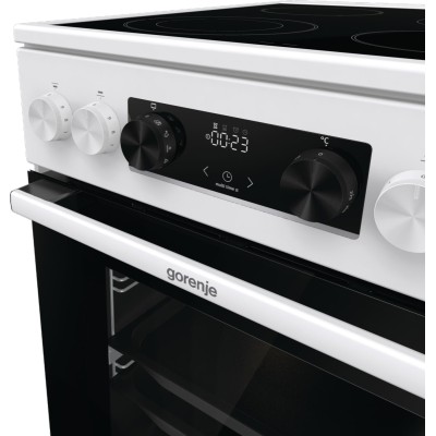Плита Gorenje електрична склокерамічна, 70л, 50x60см, дисплей, приготування з паром, програматор, білий (GECS5C70WA)
