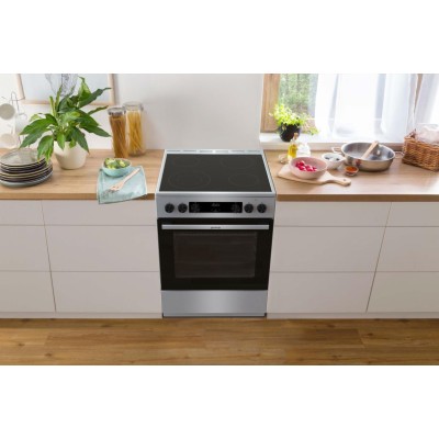 Плита Gorenje електрична склокерамічна, 71л, 60x60см, дисплей, програматор, нерж (GECS6C70XC)