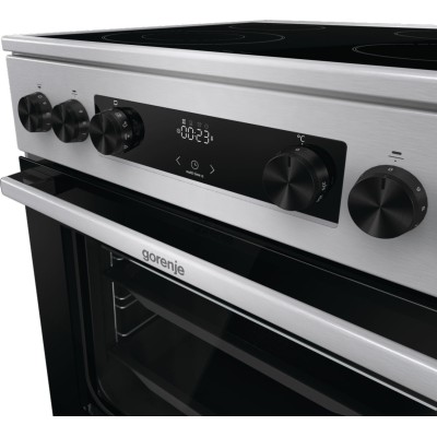 Плита Gorenje електрична склокерамічна, 71л, 60x60см, дисплей, програматор, нерж (GECS6C70XC)