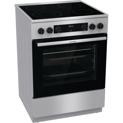 Плита Gorenje електрична склокерамічна, 71л, 60x60см, дисплей, програматор, нерж (GECS6C70XC)