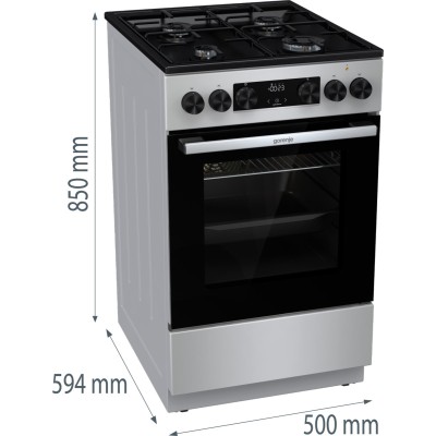 Плита Gorenje комбінована, 62л, 50x60см, дисплей, IconLed, емальовані, титан (GK5C60SJ) Плита Gorenje комбінована, 62л, 50x60см, дисплей, IconLed, емальовані, титан (GK5C60SJ)