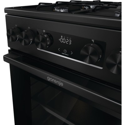 Плита Gorenje комбінована, 62л, 50x60см, дисплей, IconLed, емальовані, чорний (GK5C60BJ)