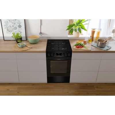 Плита Gorenje комбінована, 62л, 50x60см, дисплей, IconLed, емальовані, чорний (GK5C60BJ)