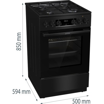 Плита Gorenje комбінована, 62л, 50x60см, дисплей, програматор, приготування на пару, емальовані реш, чорний (GKS5C70BJ) Плита Gorenje комбінована, 62л, 50x60см, дисплей, програматор, приготування на пару, емальовані реш, чорний (GKS5C70BJ)