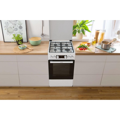 Плита Gorenje комбінована, 70л, 50x60см, IconLed, чавун, з кришкою, білий (GK5C42WF-B)