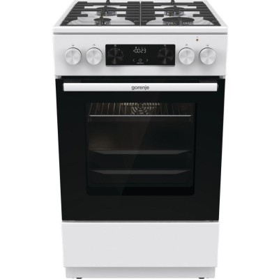Плита Gorenje комбінована, 70л, 50x60см, дисплей, чавун, білий (GKS5C73WF)