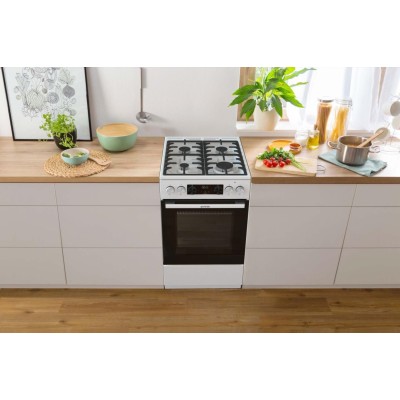 Плита Gorenje комбінована, 70л, 50x60см, дисплей, чавун, білий (GKS5C73WF)