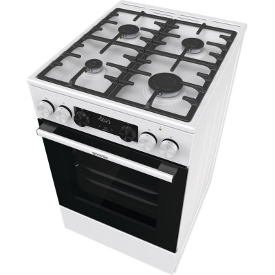 Плита Gorenje комбінована, 70л, 50x60см, дисплей, чавун, білий (GKS5C73WF)
