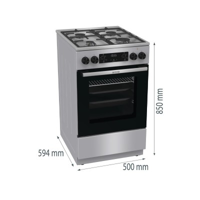 Плита Gorenje комбінована, 70л, 50x60см, дисплей, чавун, нерж (GKS5C70HXF) Плита Gorenje комбінована, 70л, 50x60см, дисплей, чавун, нерж (GKS5C70HXF)