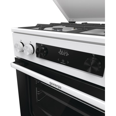 Плита Gorenje комбінована, 71л, 60x60см, дисплей, IconLed, чавун, білий (GK6C5WF)