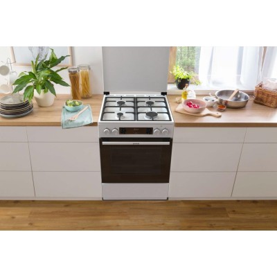 Плита Gorenje комбінована, 71л, 60x60см, дисплей, IconLed, чавун, білий (GK6C5WF)