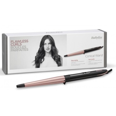 Плойка Babyliss, конусна, 64Вт, темп.режимів-6, D -13-25mm, 160-210С, кераміка, чорно-золотий (C454E)