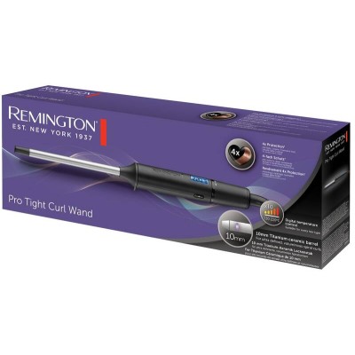 Плойка Remington Pro Tight Curl Wand, 25Вт, темп.режимів-10, D-10mm, 130-220С, дисплей, кераміка, турмалін , сіро-чорний (CI6X10