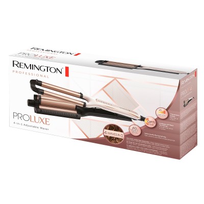 Плойка Remington ProLuxe 4-в-1, для хвиль, 90Вт, темп.режимів-5, D-15mm, 150-210С, кераміка, біло-золотий (CI91AW) Плойка Remington ProLuxe 4-в-1, для хвиль, 90Вт, темп.режимів-5, D-15mm, 150-210С, кераміка, біло-золотий (CI91AW)