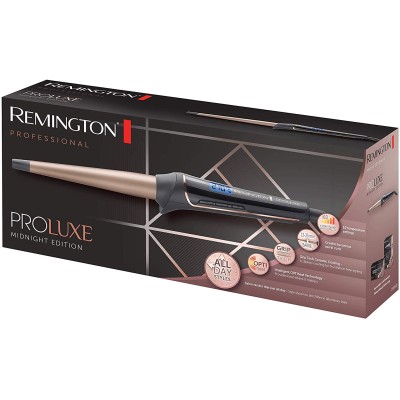 Плойка Remington ProLuxe Midnight Edition, конусна, 37Вт, темп.режимів-10, D-13-25mm, 120-210С, дисплей, кераміка, чорний (CI91W Плойка Remington ProLuxe Midnight Edition, конусна, 37Вт, темп.режимів-10, D-13-25mm, 120-210С, дисплей, кераміка, чорний (CI91W