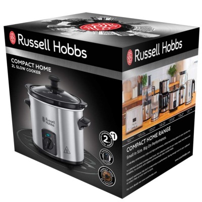 Повільноварка Russell Hobbs CompactHome, 145Вт, чаша-2л, механічне керув., знімна кришка, нерж. сталь, сірий (25570-56)
