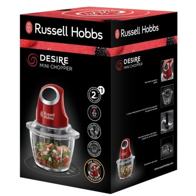 Подрібнювач Russell Hobbs Desire, 200Вт, чаша-1000мл, скло, корпус-пластик, червоний (24660-56)