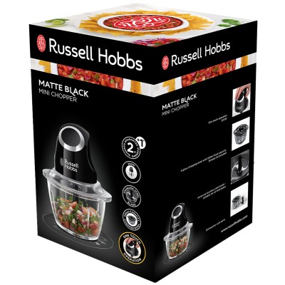 Подрібнювач Russell Hobbs Matte Black, 200Вт, чаша-500мл, скло, корпус-пластик, чорний Подрібнювач Russell Hobbs Matte Black, 200Вт, чаша-500мл, скло, корпус-пластик, чорний