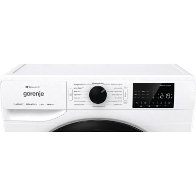 Пральна машина Gorenje фронтальна, 9кг, 1400, A+++, 46,5см, дисплей, інвертор, пара, Wi-Fi, білий (WPNEI94A1SWIFI)