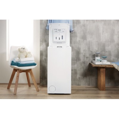 Пральна машина Indesit вертикальна, 7кг, 1200, A+++, 60см, дисплей, білий (BTWE71253PEU)