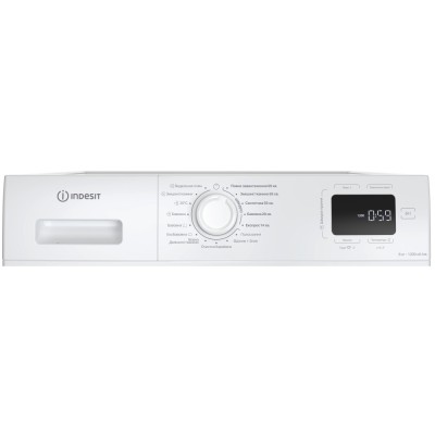 Пральна машина Indesit фронтальна, 8кг, 1200, A+++, 54.6см, дисплей, пара, інвертор, люк чорний, білий (IM812BMYTIMEUA)
