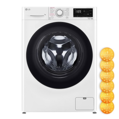 Пральна машина LG фронтальна, 7кг, 1200, A+++, 48см, дисплей, пара, інвертор, білий (F2V3HS7WW)
