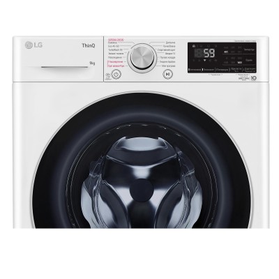 Пральна машина LG фронтальна, 9кг, 1400, A+++, 57см, дисплей, пара, інвертор, білий (F4V5VS1WW)