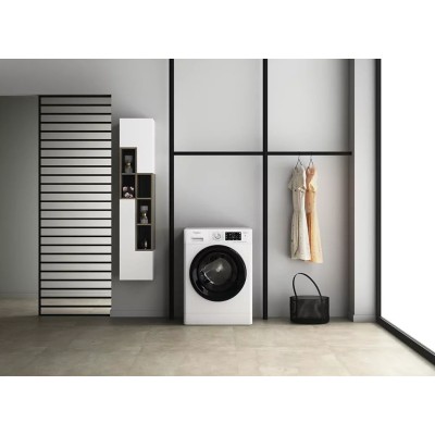 Пральна машина Whirlpool фронтальна, 10кг, 1400, A+++, 60см, дисплей, пара, інвертор, люк чорний, білий (FFB10469BVUA)